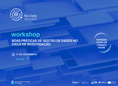  Alteração! Workshop “Boas práticas de gestão de dados” realizar-se-á online